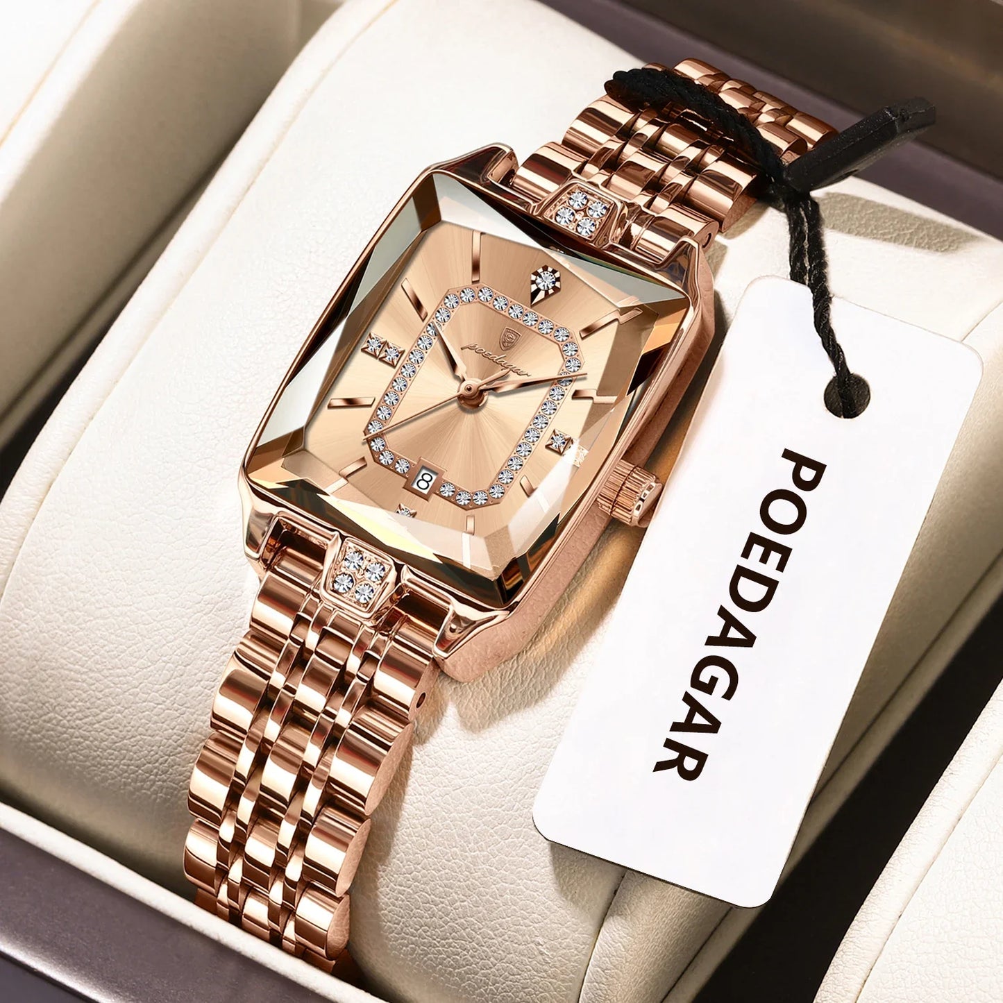 POEDAGAR Orologio da donna di lusso Impermeabile Data Orologio da polso da donna casual di alta qualità Orologio da donna elegante al quarzo in acciaio inossidabile