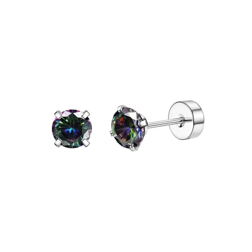 Set di 6 Paia di Orecchini per Piercing Multipli, Piccoli Orecchini a Cerchio, Orecchini a Perno con Zirconi, Opale e Perla per Donne