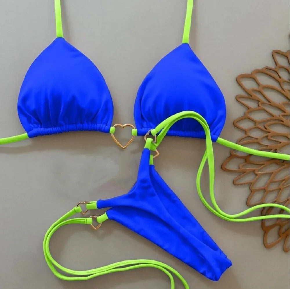 Nuovo bikini bianco a tinta unita da donna, costume da bagno alla moda con lacci a vita bassa, set due pezzi