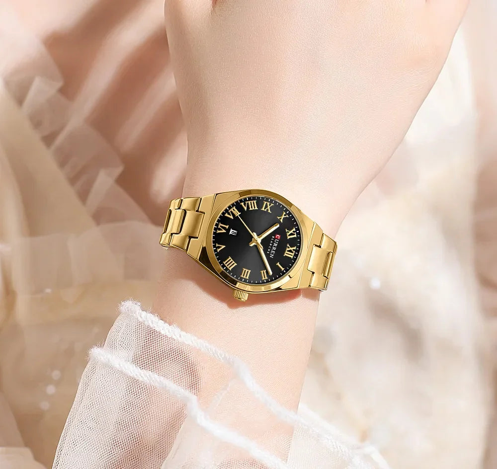 CURREN Orologio da donna, Orologi da donna, Orologi da donna, Abito alla moda impermeabile Bracciale in acciaio inossidabile Orologi analogici Data
