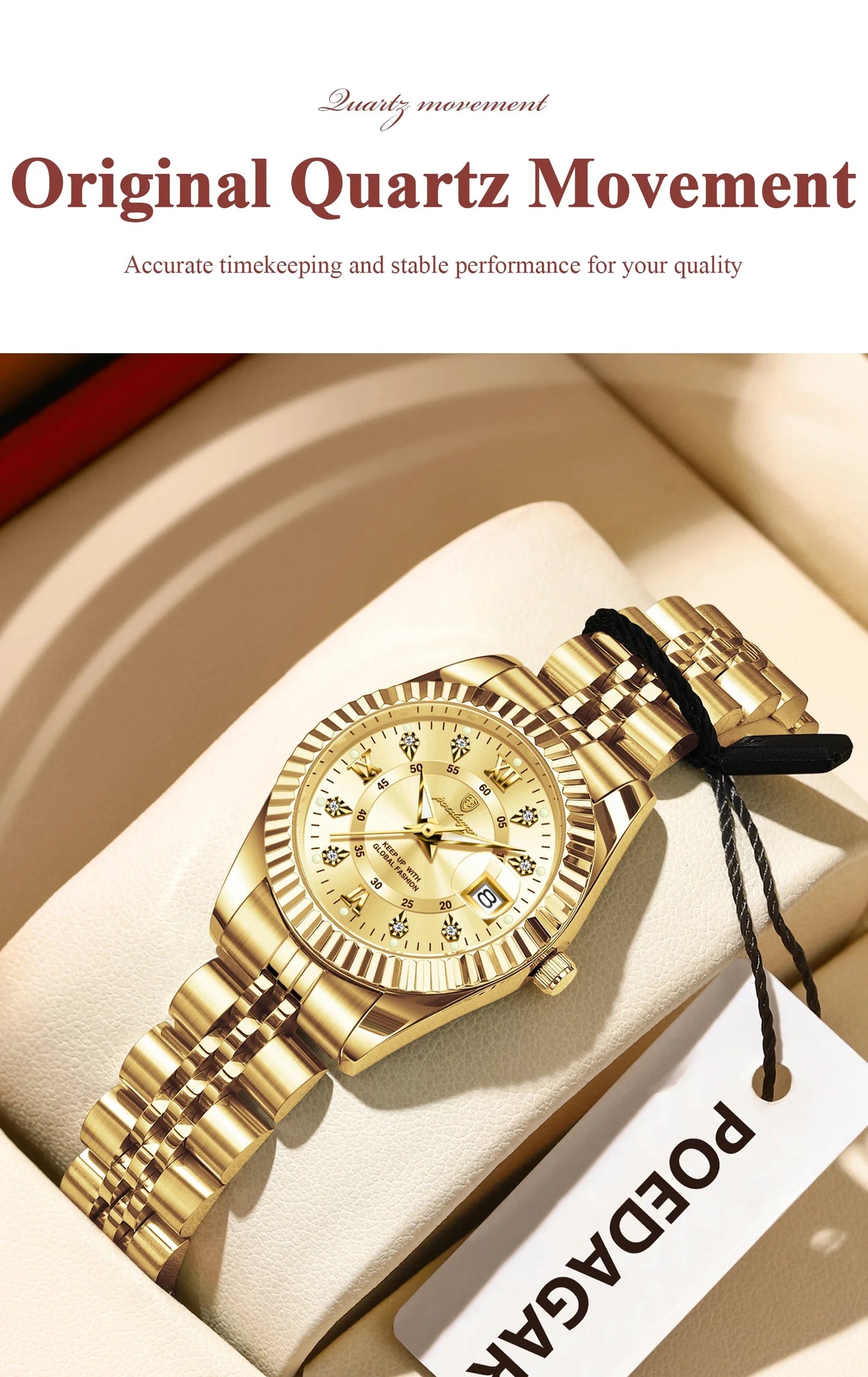 POEDAGAR Orologio da polso da donna alla moda Impermeabile Data luminosa Orologi da donna eleganti Orologio al quarzo in acciaio inossidabile per donna Reloj
