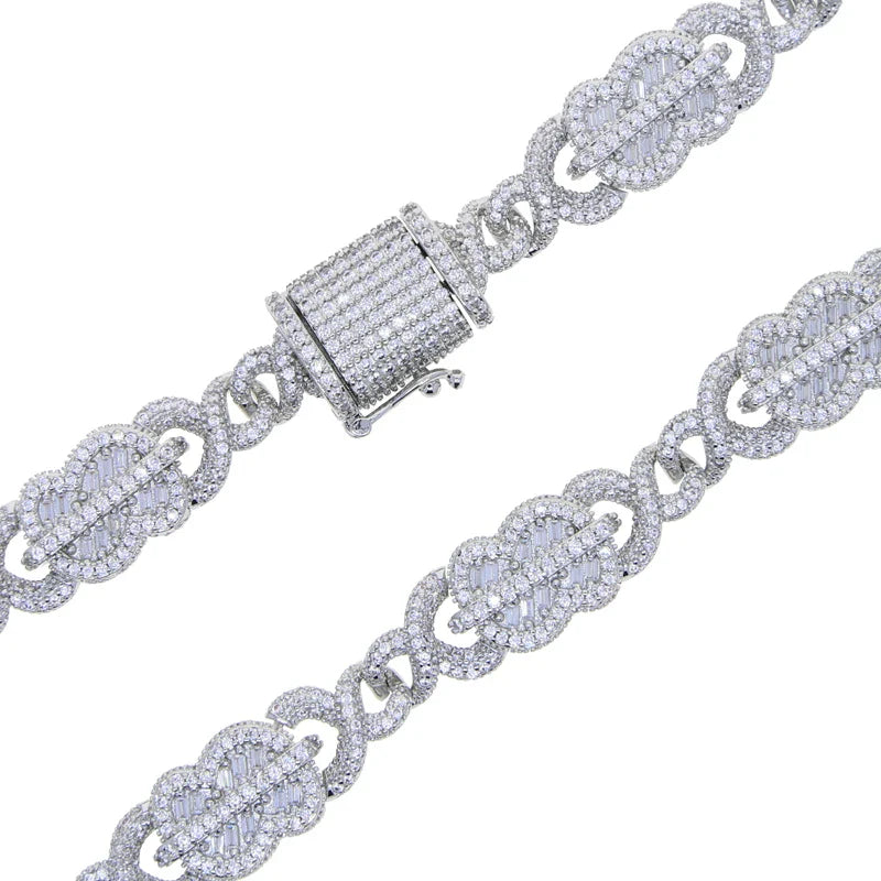 Set Gioielli Hip Hop da Uomo/Ragazzo Iced Out Bling 2026 Nuovo Design: Collana e Bracciale con Catena Cuban Link a Moneta Infinita/Dollaro