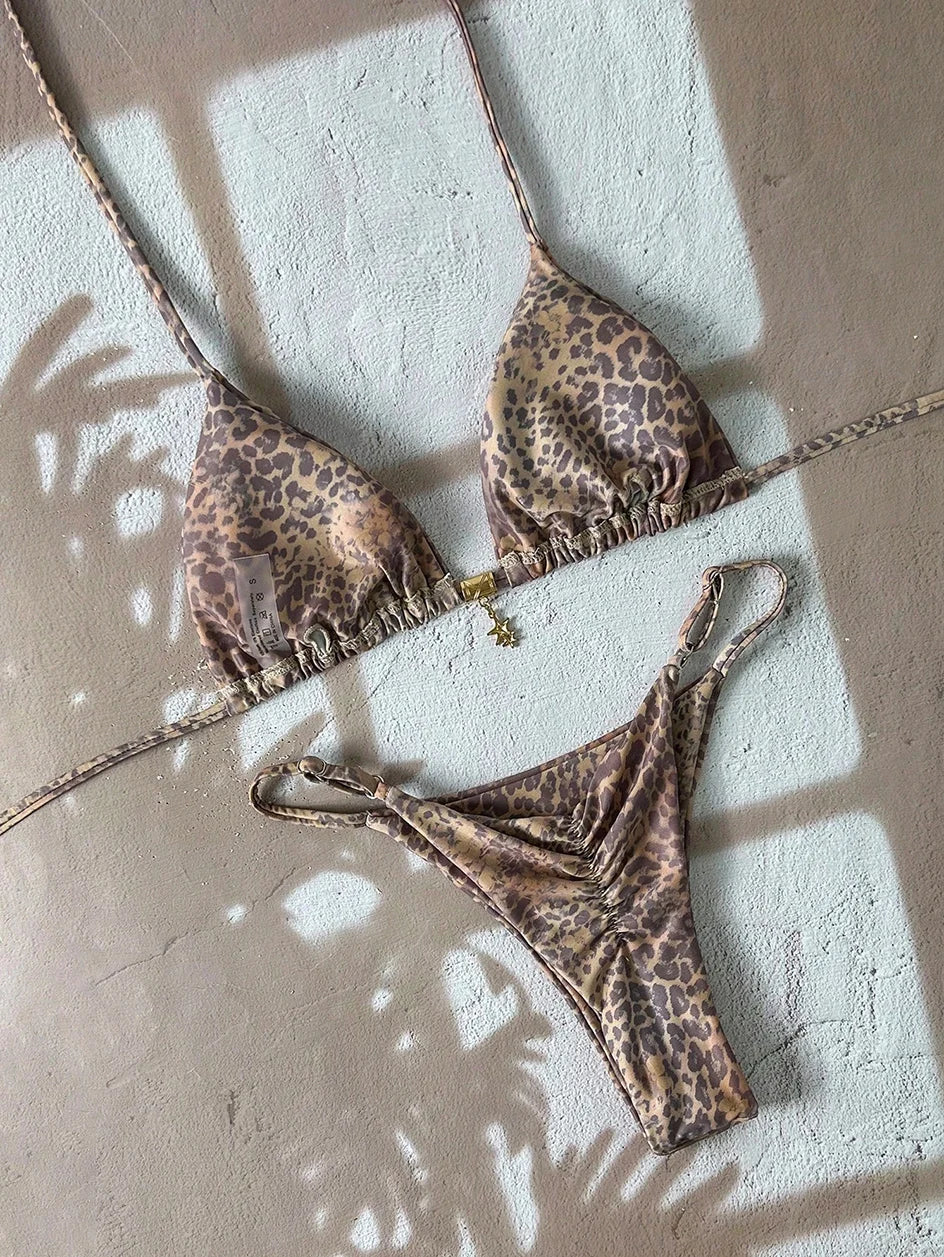 Sexy Leopardo Push Up Bikini Costumi da bagno a due pezzi 2026 Micro Bikini Set Costume da bagno donna Abbigliamento da spiaggia Perizoma Costumi da bagno per donna