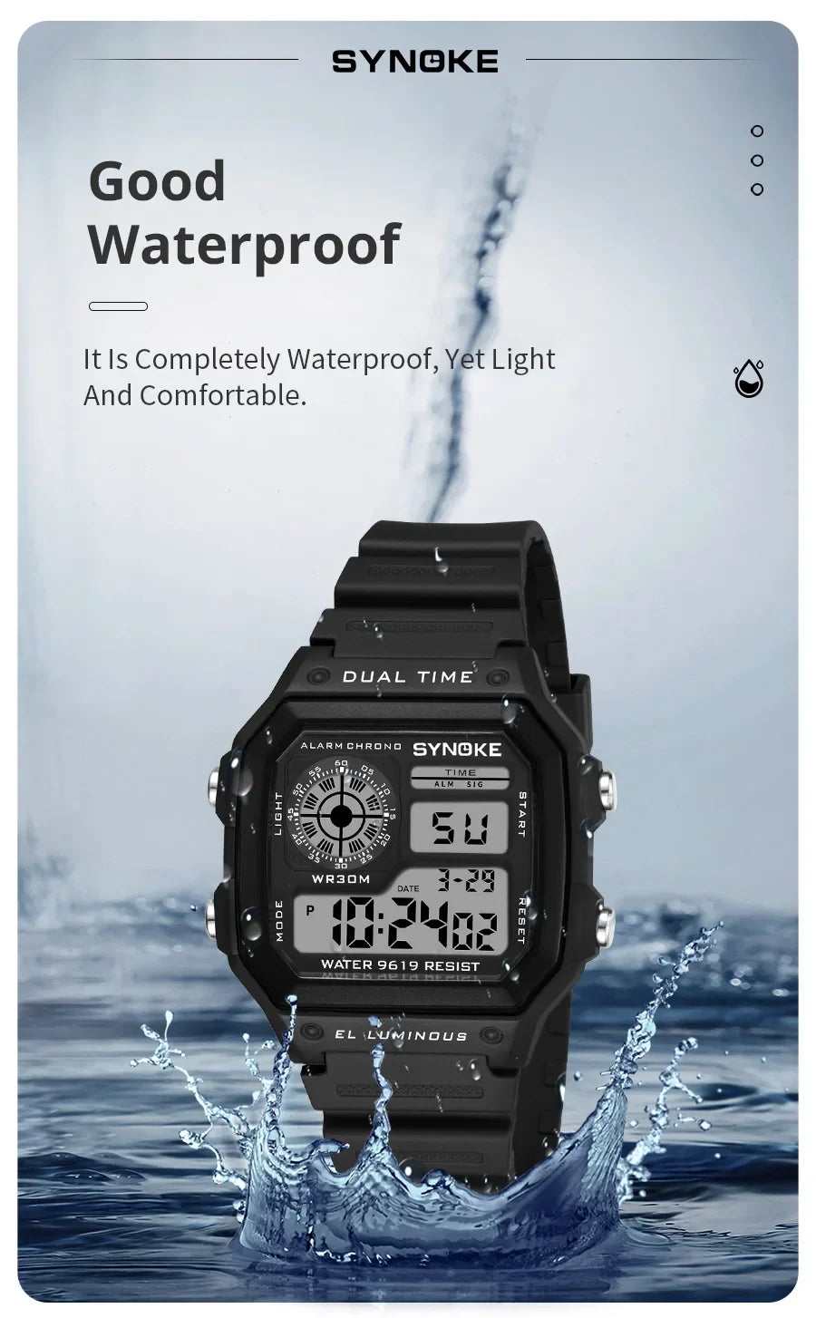 SYNOKE Military Digital Watches Men Sports cronografo luminoso impermeabile maschile orologi da polso elettronici Relogio Masculino