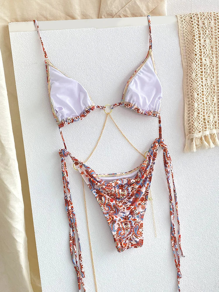 ZRTAK Costume a due pezzi Bikini 2025 Costume da bagno donna Push Up Costume da bagno Bikini sexy Set Costumi da bagno Stampa Beachwear Biquinis solidi