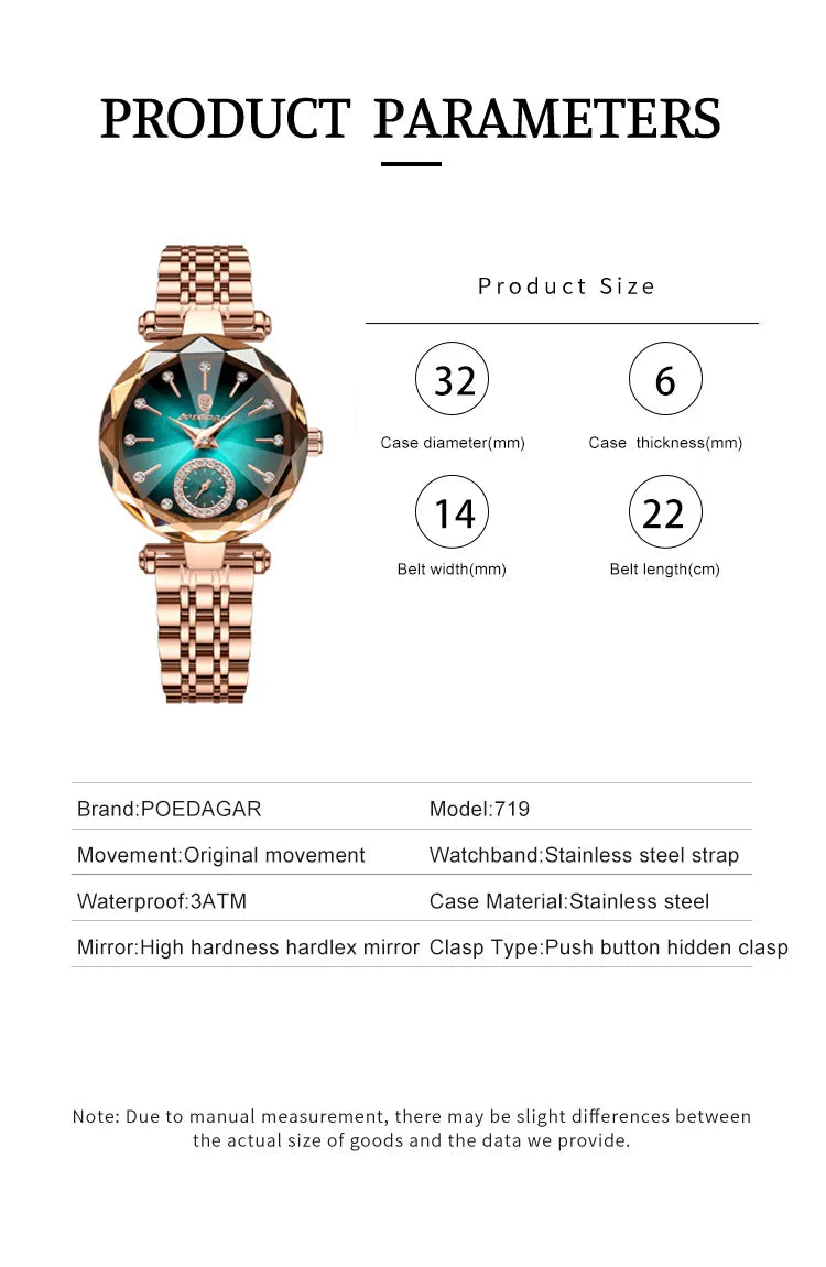 POEDAGAR Orologi al quarzo da donna eleganti di lusso Orologio impermeabile in acciaio inossidabile per donna Orologio da polso da donna alla moda casual reloj