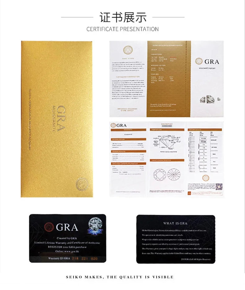 Orecchini a lobo QMSHR con moissanite da 0,5-2 carati, placcati oro giallo 18K, in argento 925, per matrimonio, gioielli da donna e uomo con certificato GRA