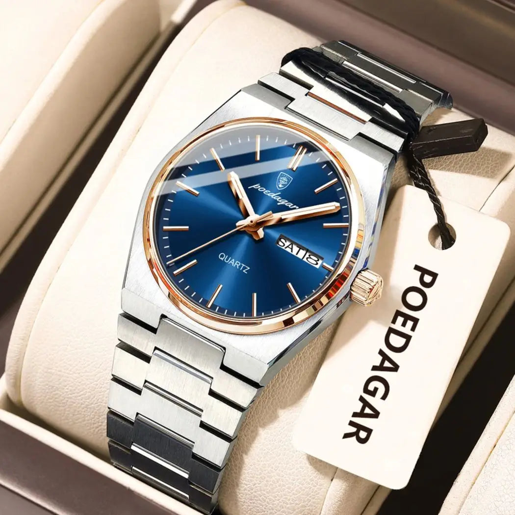 POEDAGAR Orologio da donna alla moda Orologio da polso da donna di lusso luminoso impermeabile in acciaio inossidabile Data settimana Orologi al quarzo da donna Reloj