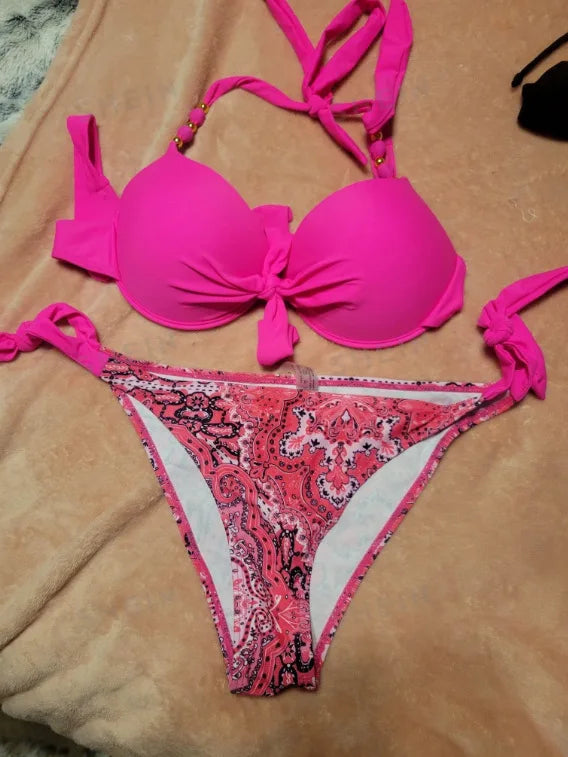 Sexy Push Up Bikini 2024 Costume da bagno donna Due pezzi Costumi da bagno Perizoma femminile Bikini Set Nuoto per costumi da bagno Biquini brasiliano