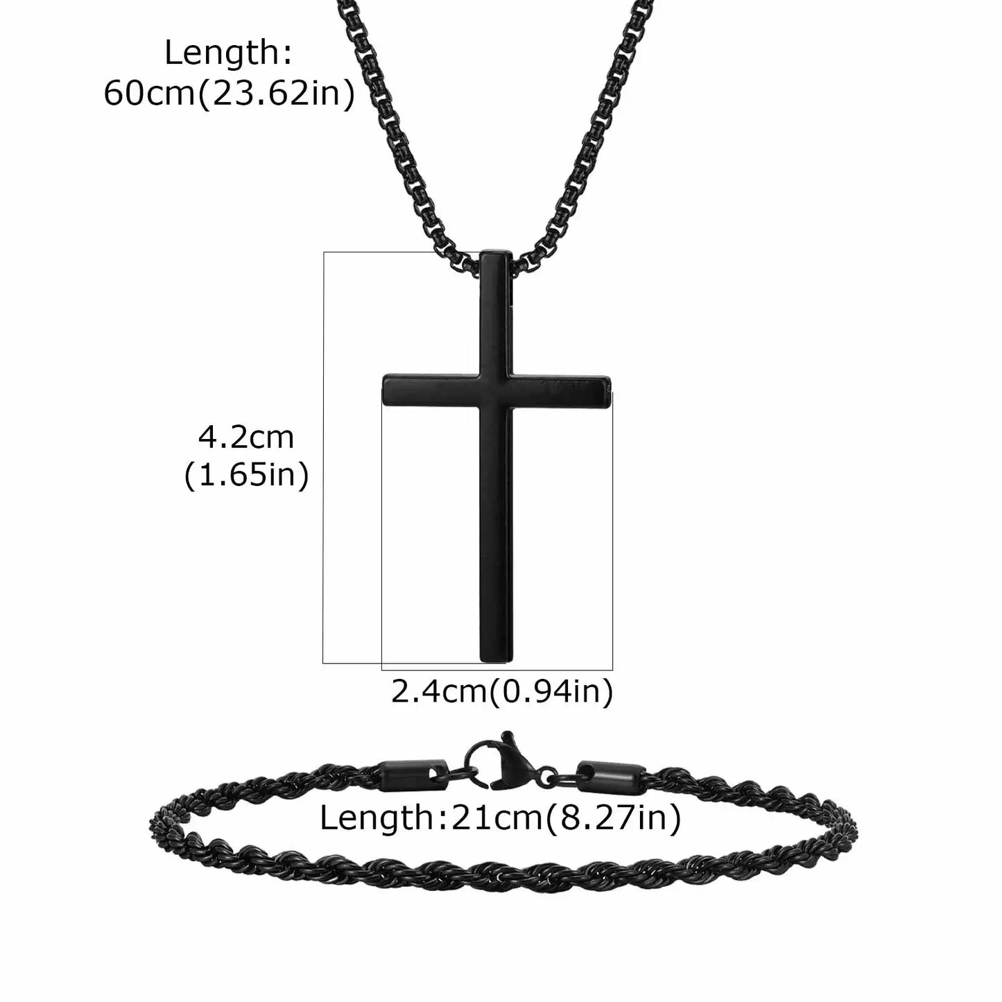 Vnox Set di 2 Pezzi Collana con Ciondolo e Bracciale da Uomo, Set di Gioielli in Acciaio Inossidabile Colore Nero Oro Argento, Regali di Gioielleria alla Moda