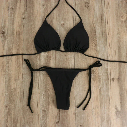 Costume da bagno sexy perizoma con cravatta laterale e cravatta da donna, cinturino diviso, fasciatura regolabile, stile brasiliano, costumi da bagno da donna