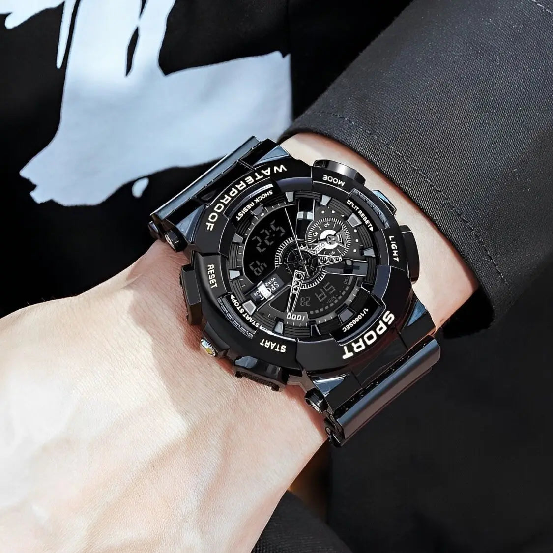 Orologi da uomo di tendenza alla moda, orologio elettronico sportivo multifunzione per giovani