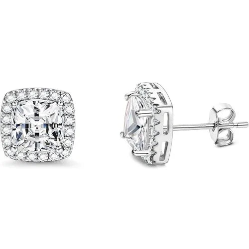 Drperfect Orecchini in argento con zirconi cubici per donna Uomo Orecchini a bottone delicati ipoallergenici placcati in oro 14 carati