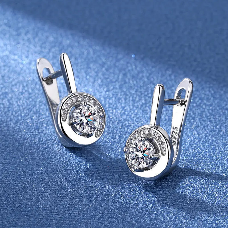 Orecchini in argento sterling 925 gioielli di alta qualità retrò modello semplice orecchini con zirconi bianchi viola vendita calda