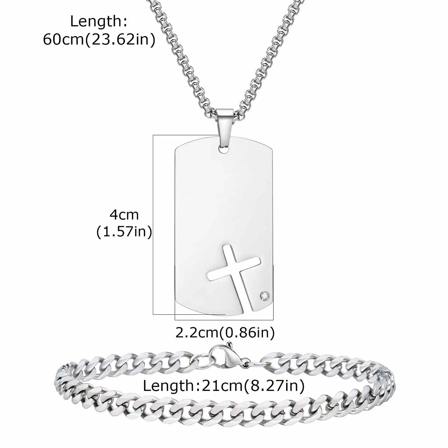 Vnox Set di 2 Pezzi Collana con Ciondolo e Bracciale da Uomo, Set di Gioielli in Acciaio Inossidabile Colore Nero Oro Argento, Regali di Gioielleria alla Moda