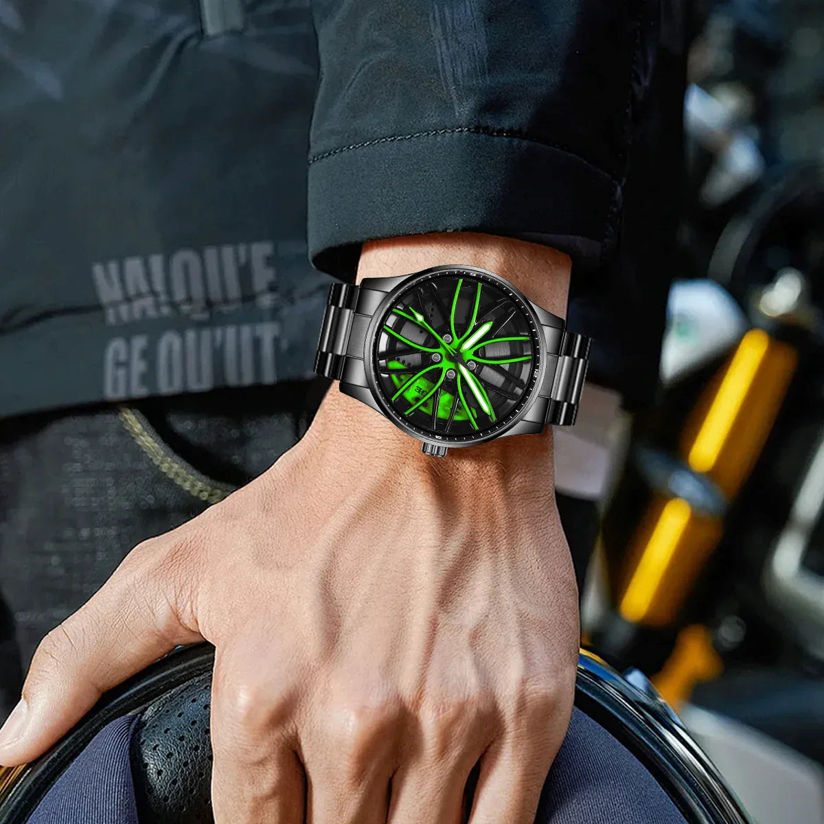 Orologio da Uomo LIGE di Lusso al Quarzo, Sportivo, Impermeabile, in Acciaio Inossidabile, Luminoso, con Quadrante a Forma di Ruota d'Auto, Elegante Orologio da Uomo per Affari