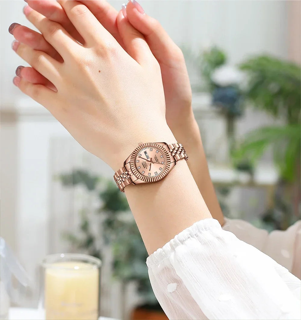 NIBOSI Orologi da donna con diamanti Orologio da donna casual di moda di lusso delle migliori marche Orologio da donna con data settimanale automatica impermeabile Reloj