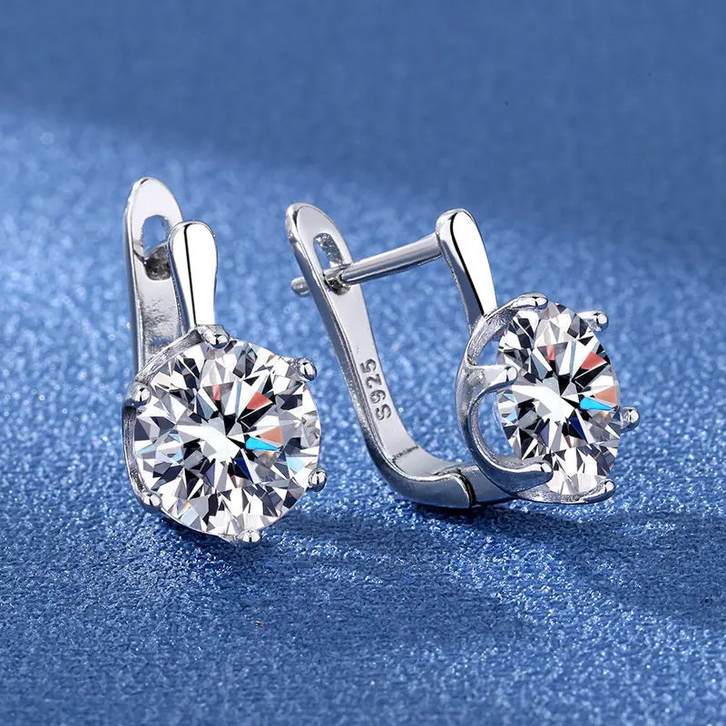 Orecchini in argento sterling 925 gioielli di alta qualità retrò modello semplice orecchini con zirconi bianchi viola vendita calda