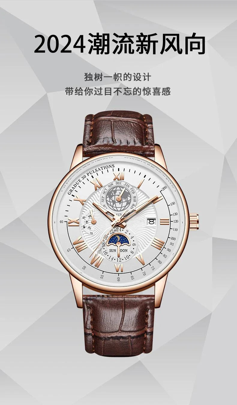 2024 Orologio da uomo alla moda Orologio da polso da uomo sportivo di lusso alla moda Orologio da uomo al quarzo con data in pelle luminosa impermeabile Orologio da uomo