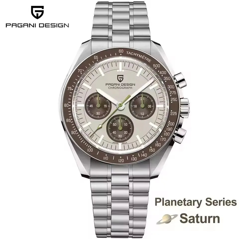 PAGANI DESIGN 500 Orologio da Uomo di Lusso con Cronografo Sportivo, Quadrante Tondo, Vetro Zaffiro AR, Movimento Giapponese, Acciaio 316L, Luminoso
