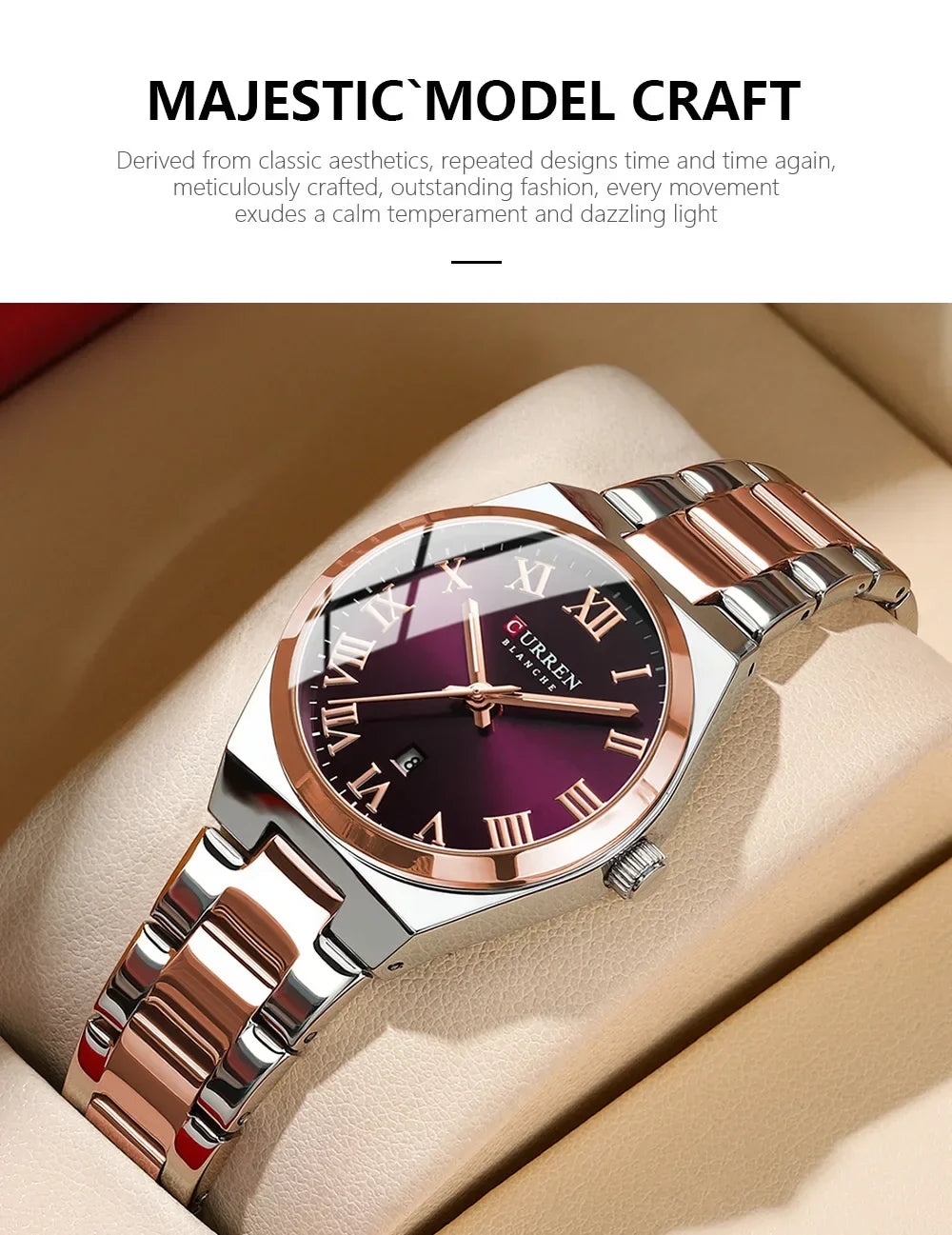 CURREN Orologio da donna, Orologi da donna, Orologi da donna, Abito alla moda impermeabile Bracciale in acciaio inossidabile Orologi analogici Data