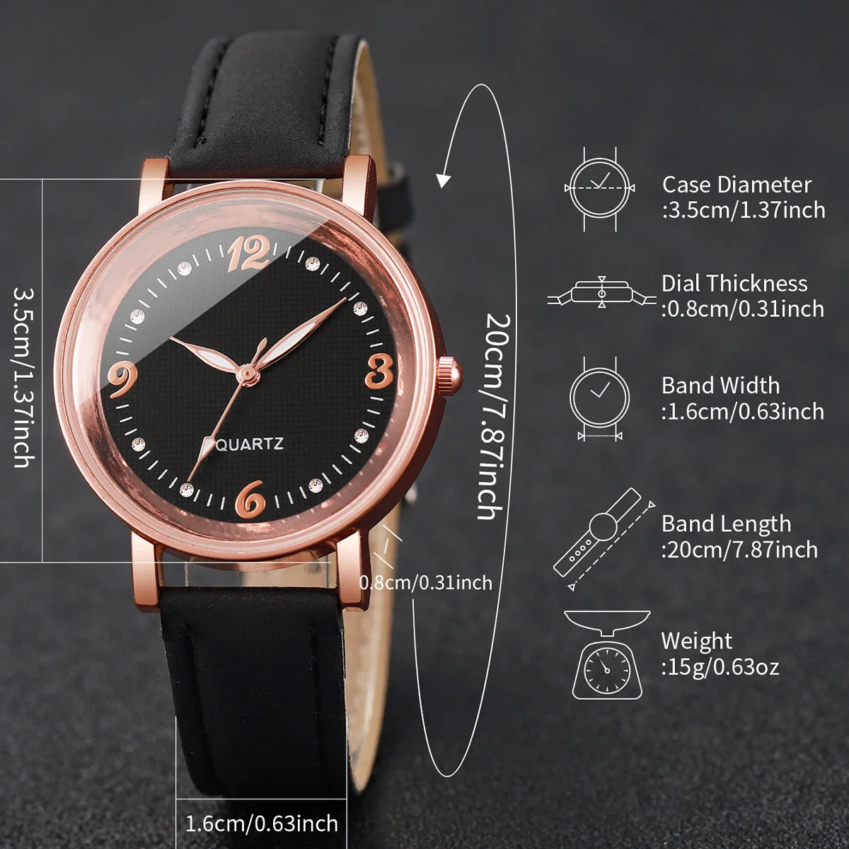 Orologio da donna alla moda con quadrante arabo, cinturino in pelle casual, orologi analogici al quarzo