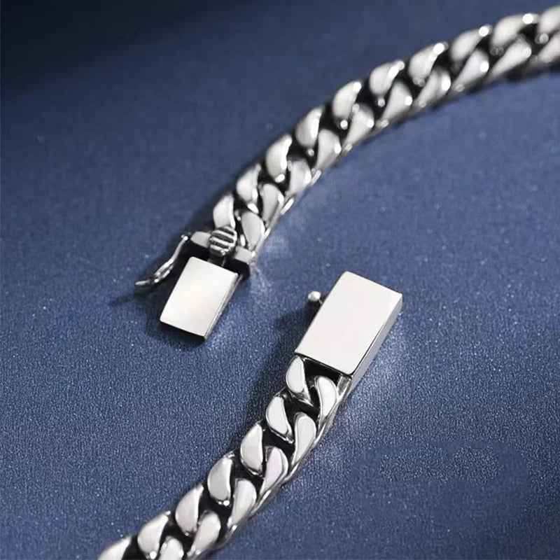 100% S925 Collana in argento sterling Bracciale Punk S925 Gioielli in argento Non sbiadisce mai Carry certificato Uomo Donna Gioielli Regali