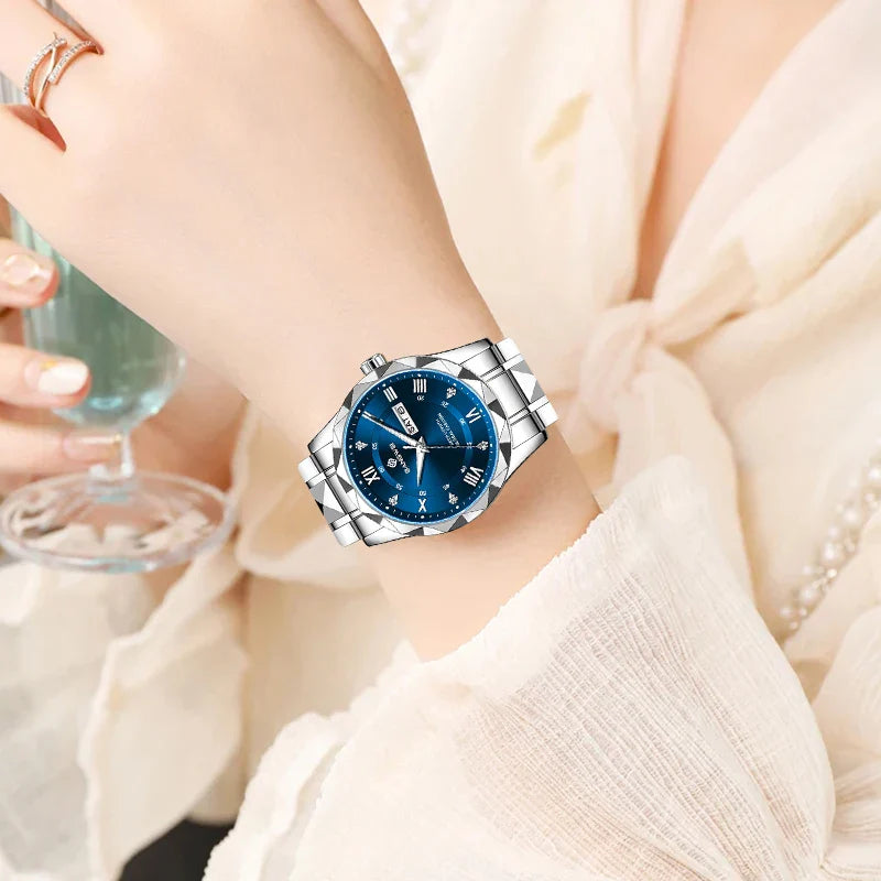 BANGWEI Orologio da donna Orologio di moda classico elegante di lussoBusiness Casual Data Orologi da donna al quarzo luminoso impermeabile in acciaio inossidabile