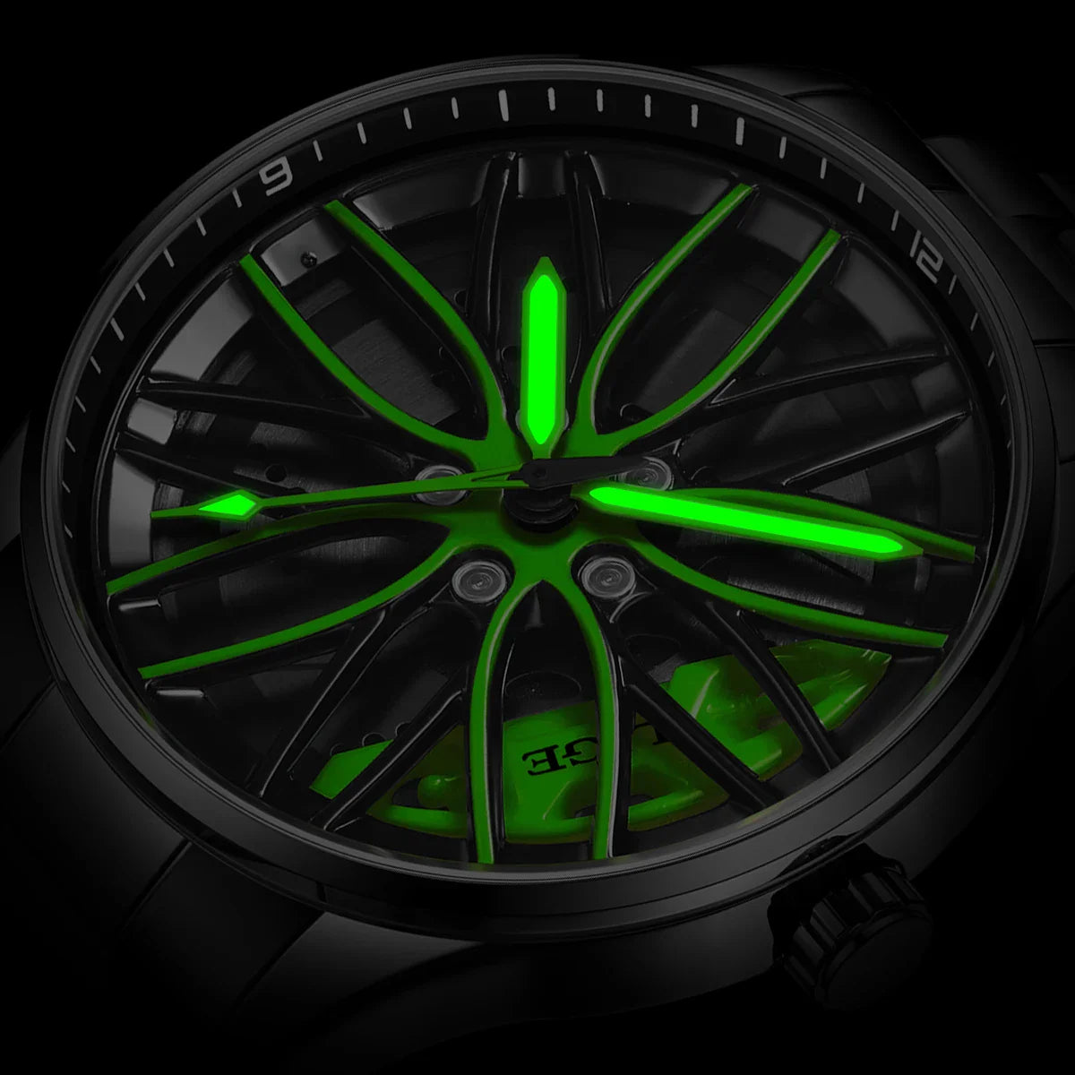 Orologio da Uomo LIGE di Lusso al Quarzo, Sportivo, Impermeabile, in Acciaio Inossidabile, Luminoso, con Quadrante a Forma di Ruota d'Auto, Elegante Orologio da Uomo per Affari