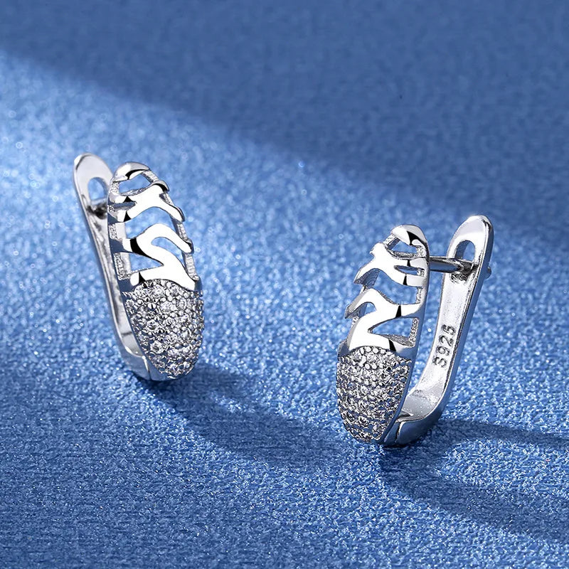 Orecchini in argento sterling 925 gioielli di alta qualità retrò modello semplice orecchini con zirconi bianchi viola vendita calda