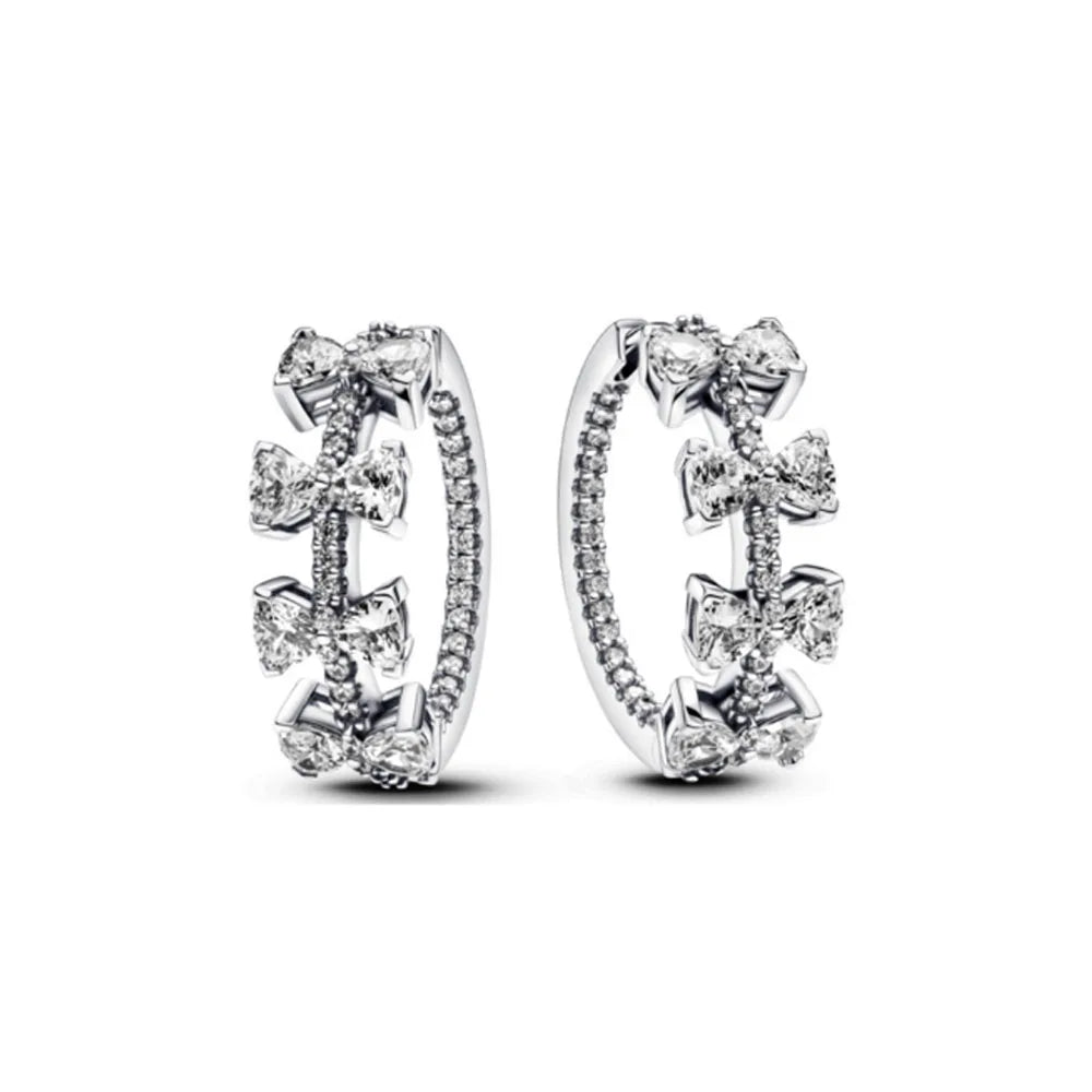 2025 Orecchini a cerchio in cristallo per le donne Orecchini gioielli Farfalla rosa Bule Moon Star Orecchini originali in argento sterling 925