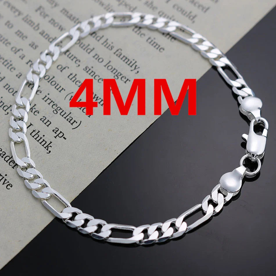Nobile nuovo arriva 925 sterling silver 4MM catena per uomo donna braccialetto collana set di gioielli signora regali di Natale charms matrimonio