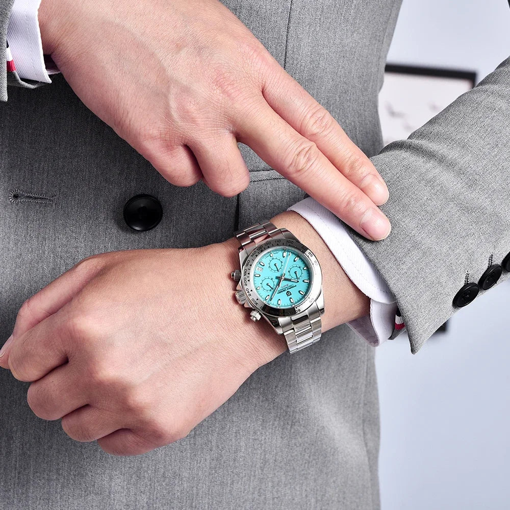 PAGANI DESIGN Nuovo orologio da polso al quarzo da uomo con lunetta in acciaio inossidabile, cronografo di lusso con vetro zaffiro VK63, orologio da uomo reloj hombre