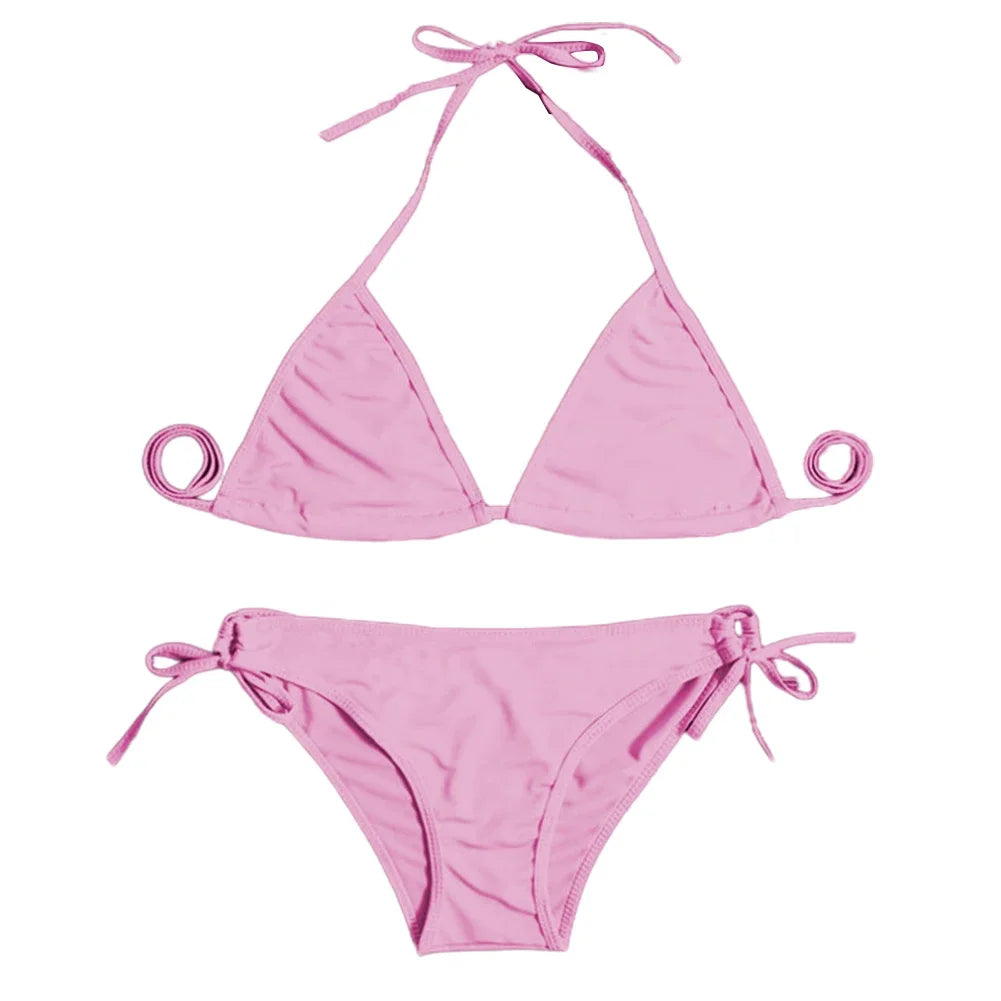 Costume da bagno bikini sexy da donna con perizoma, modello brasiliano con lacci, per l'estate e le vacanze al mare