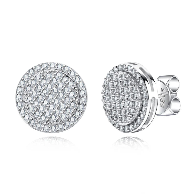 MossanRappr 0.9cttw Moissanite Bling Orecchini rotondi in argento sterling 925 Moda Gioielli Hip Hop Regali per donne e uomini