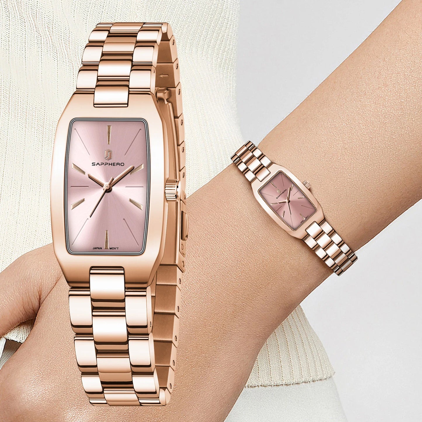 SAPPHEROLuxury Orologio da donna Cinturino in acciaio inossidabile Orologio impermeabile Quadrante ultrasottile Orologio da donna semplice alla moda Orologio accurato