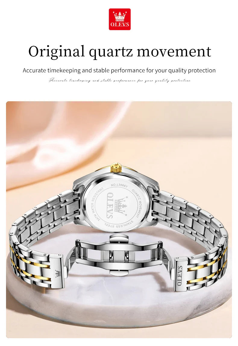 OLEVS 3666 Orologi da Donna Originali al Quarzo Impermeabili Luminosi Regalo per Donna Cronografo con Data Reloj Mujer