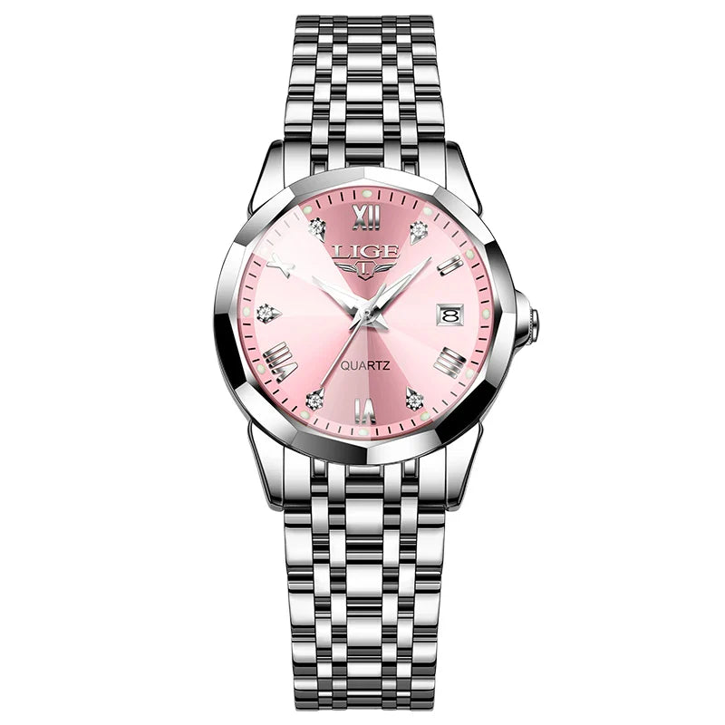 LIGE Orologio al Quarzo di Lusso per Donna, Elegante Bracciale Luminoso e Impermeabile, Regalo Ideale
