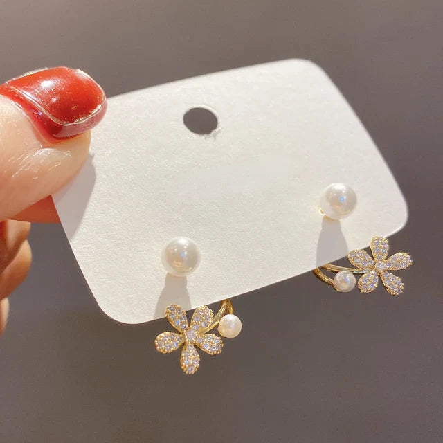 Gioielli in oro 14k di lusso Orecchini in oro reale Zircone Perla Twist Orecchini a bottone di lusso per le donne Brincos Pendientes Bijoux