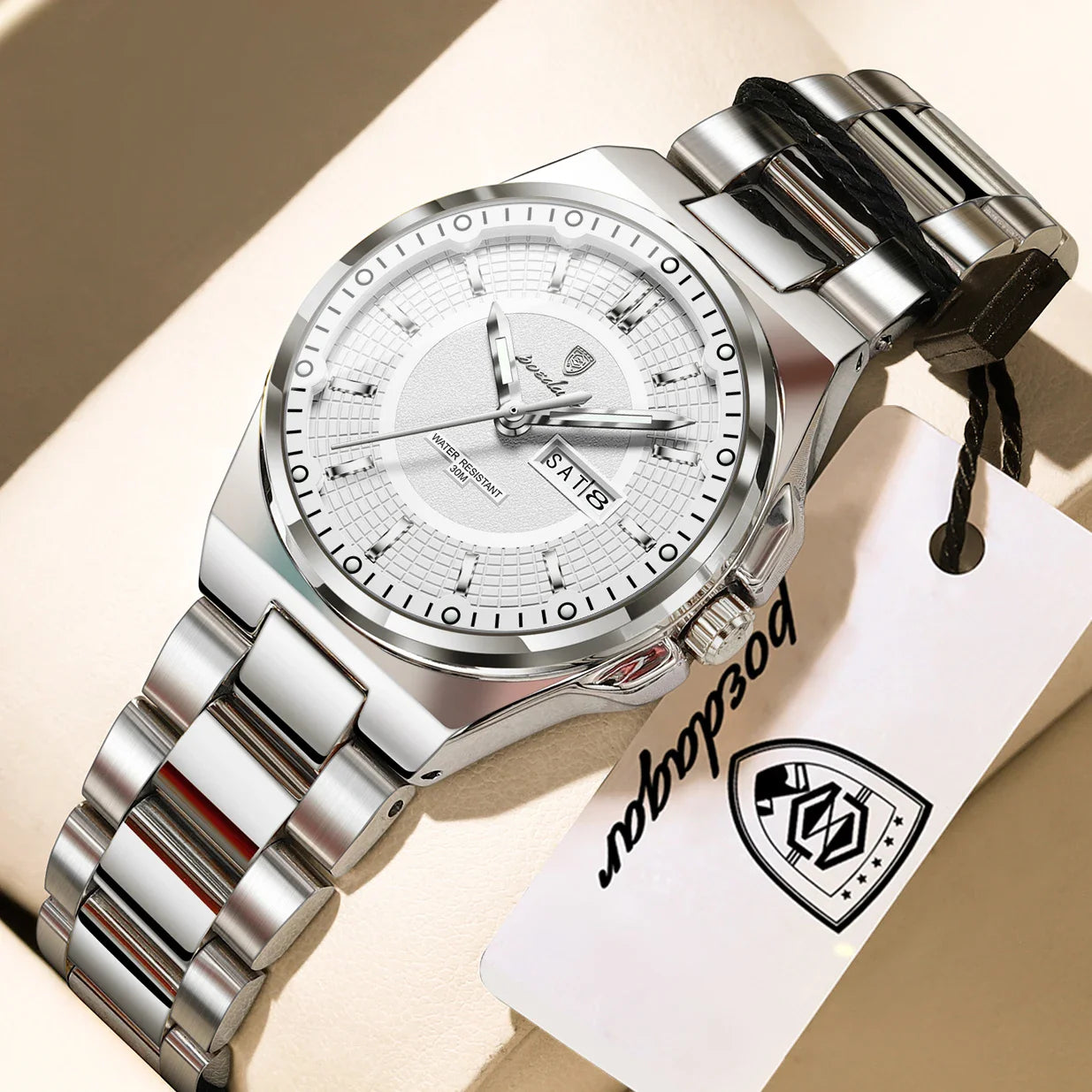 Orologio da Donna POEDAGAR Elegante con Data e Giorno della Settimana, Movimento al Quarzo, Acciaio Inossidabile, Luminoso e Impermeabile