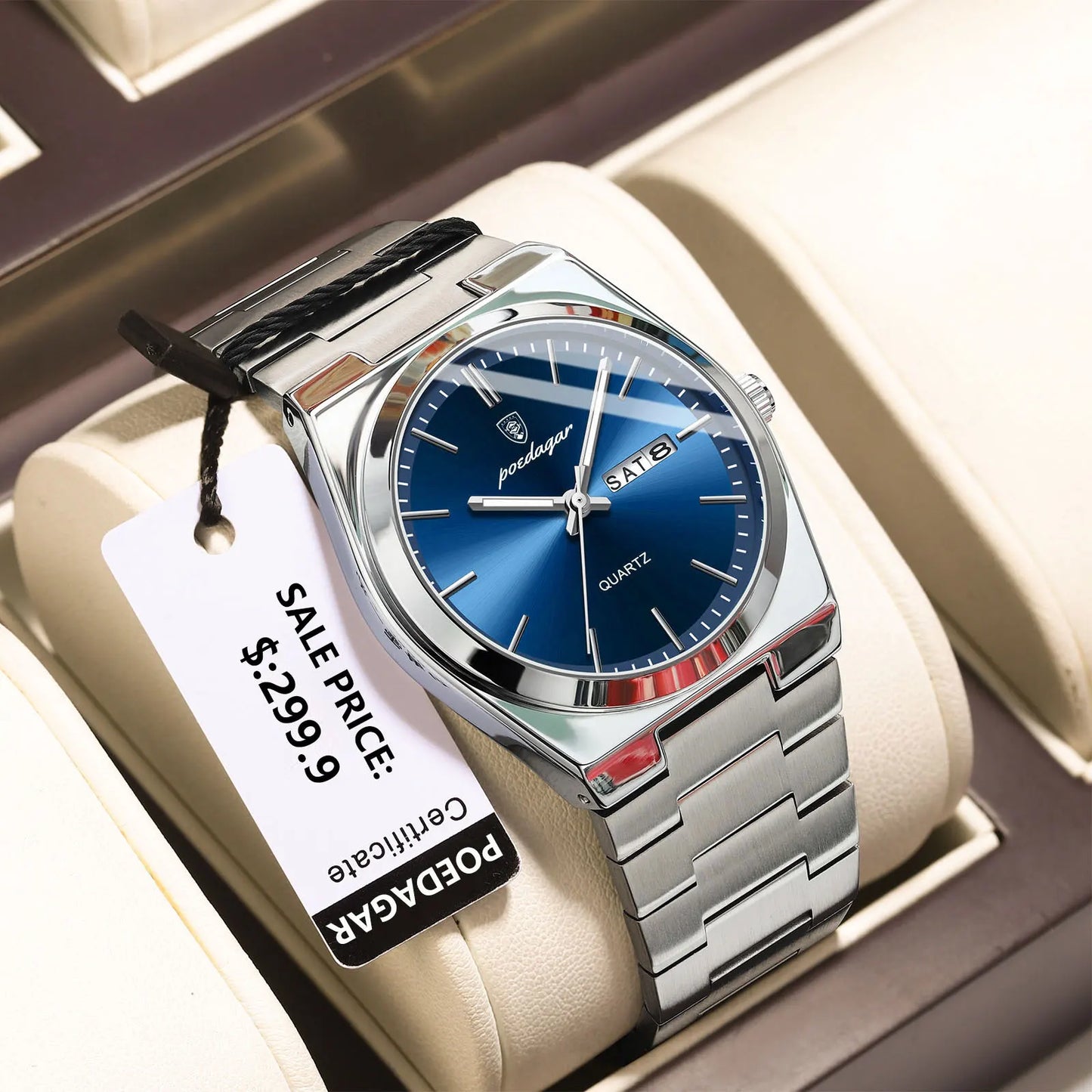 POEDAGAR Orologi da uomo di lusso Impermeabile luminoso Data Settimana Orologio da uomo in acciaio inossidabile Moda casual Orologio da polso da uomo al quarzo Reloj