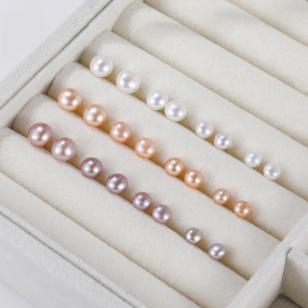 Orecchini a Perno con Perle Naturali d'Acqua Dolce per Donne, Argento Sterling 925, Gioielli Semplici e Colorati con Perle Selezionate a Mano