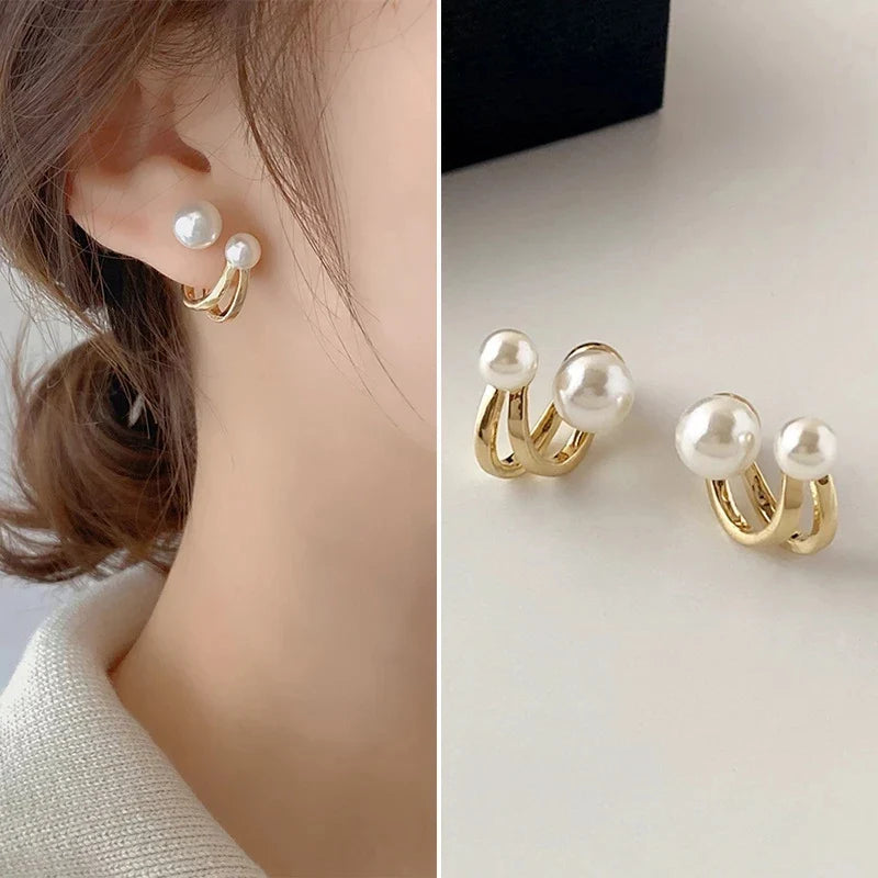 Gioielli in oro 14k di lusso Orecchini in oro reale Zircone Perla Twist Orecchini a bottone di lusso per le donne Brincos Pendientes Bijoux