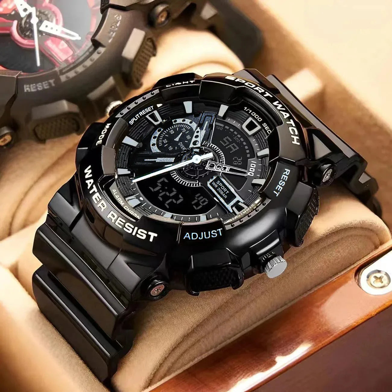 Orologi da uomo di tendenza alla moda, orologio elettronico sportivo multifunzione per giovani