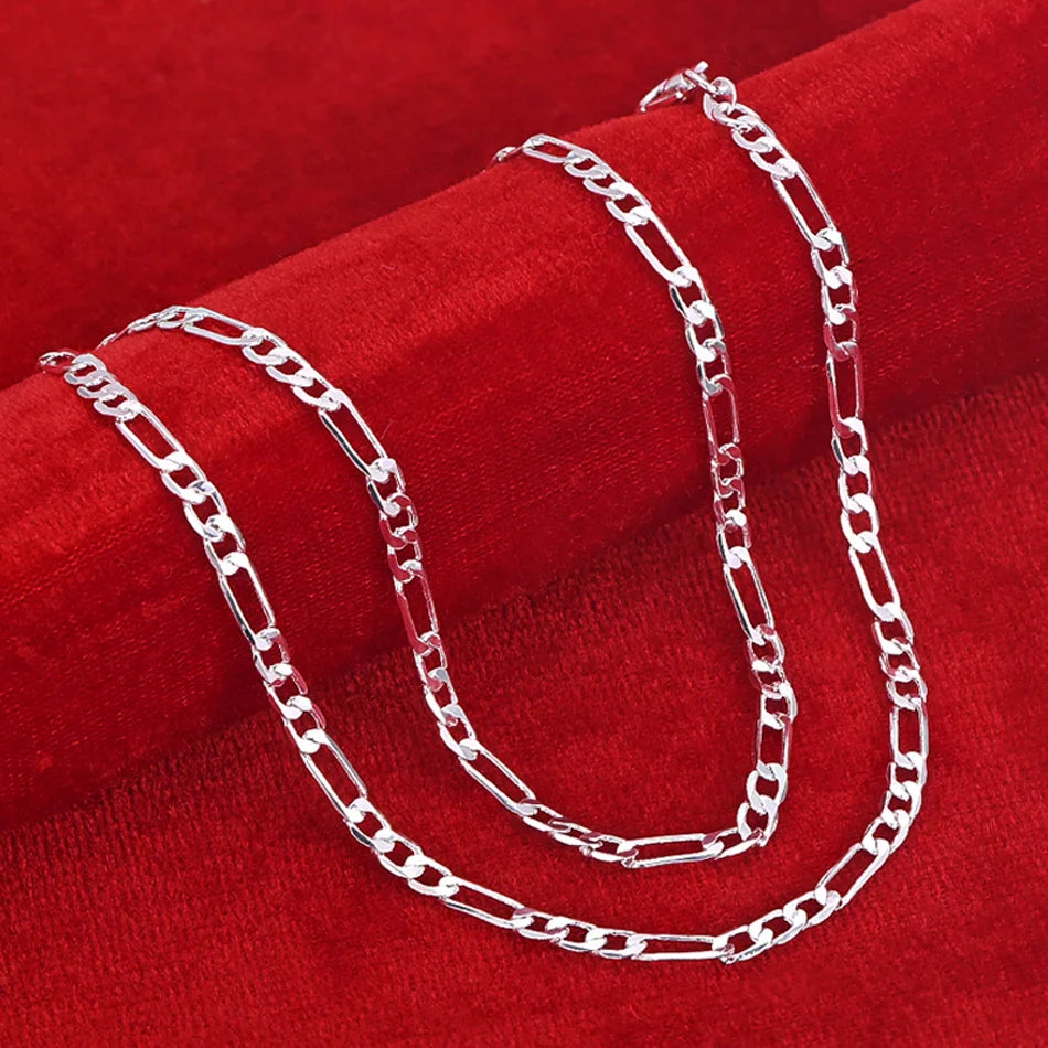 Nobile nuovo arriva 925 sterling silver 4MM catena per uomo donna braccialetto collana set di gioielli signora regali di Natale charms matrimonio