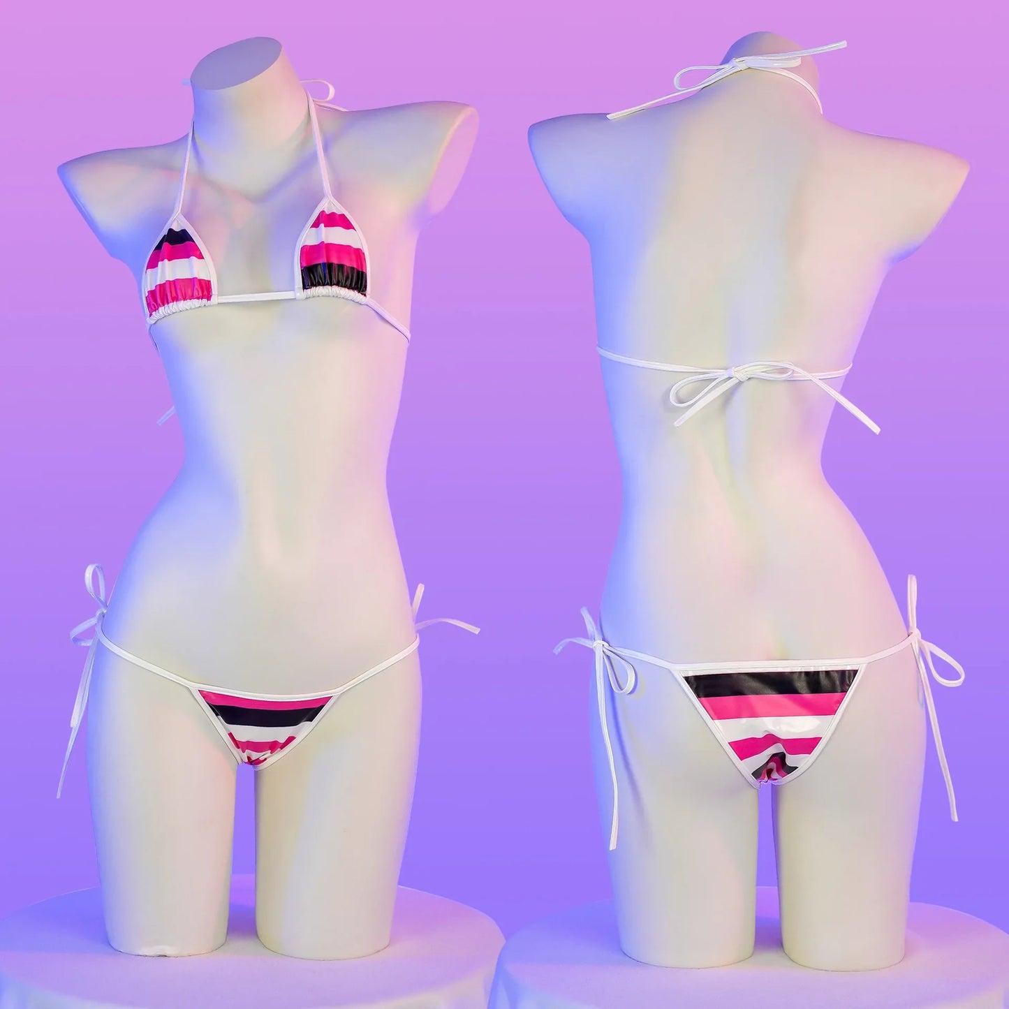 Set bikini in pelle con stampa a strisce classiche Nuovo costume da bagno sexy con fasciatura Costumi da bagno donna Costumi da bagno estivi Costume da bagno taglio alto