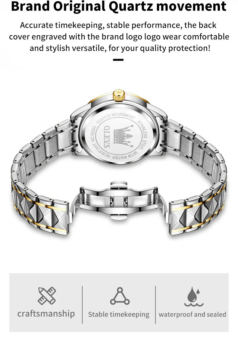 OLEVS Orologio da uomo al quarzo originale Orologio da uomo di lusso con calendario aziendale alla moda in acciaio inossidabile Orologio da specchio a forma impermeabile