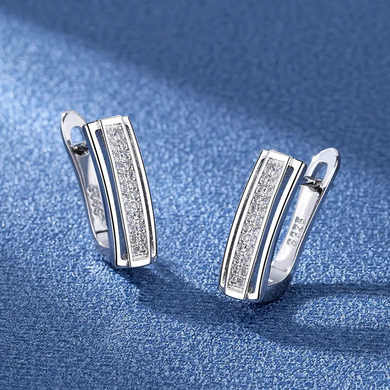 Orecchini in argento sterling 925 gioielli di alta qualità retrò modello semplice orecchini con zirconi bianchi viola vendita calda
