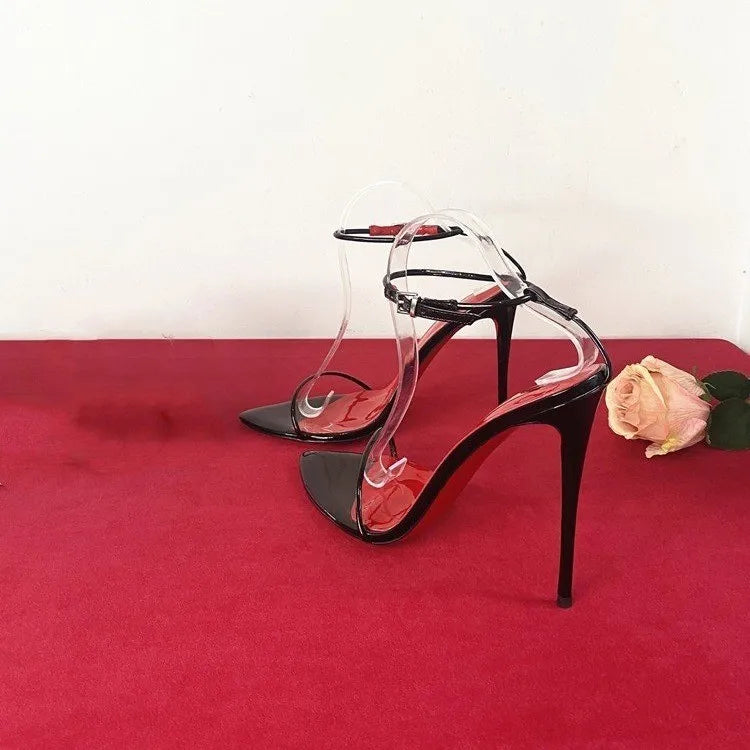 Ultra Slim One Strap High Heels Lace Up Sexy Wristband Plus Size Stiletto Euro American Sandals Women