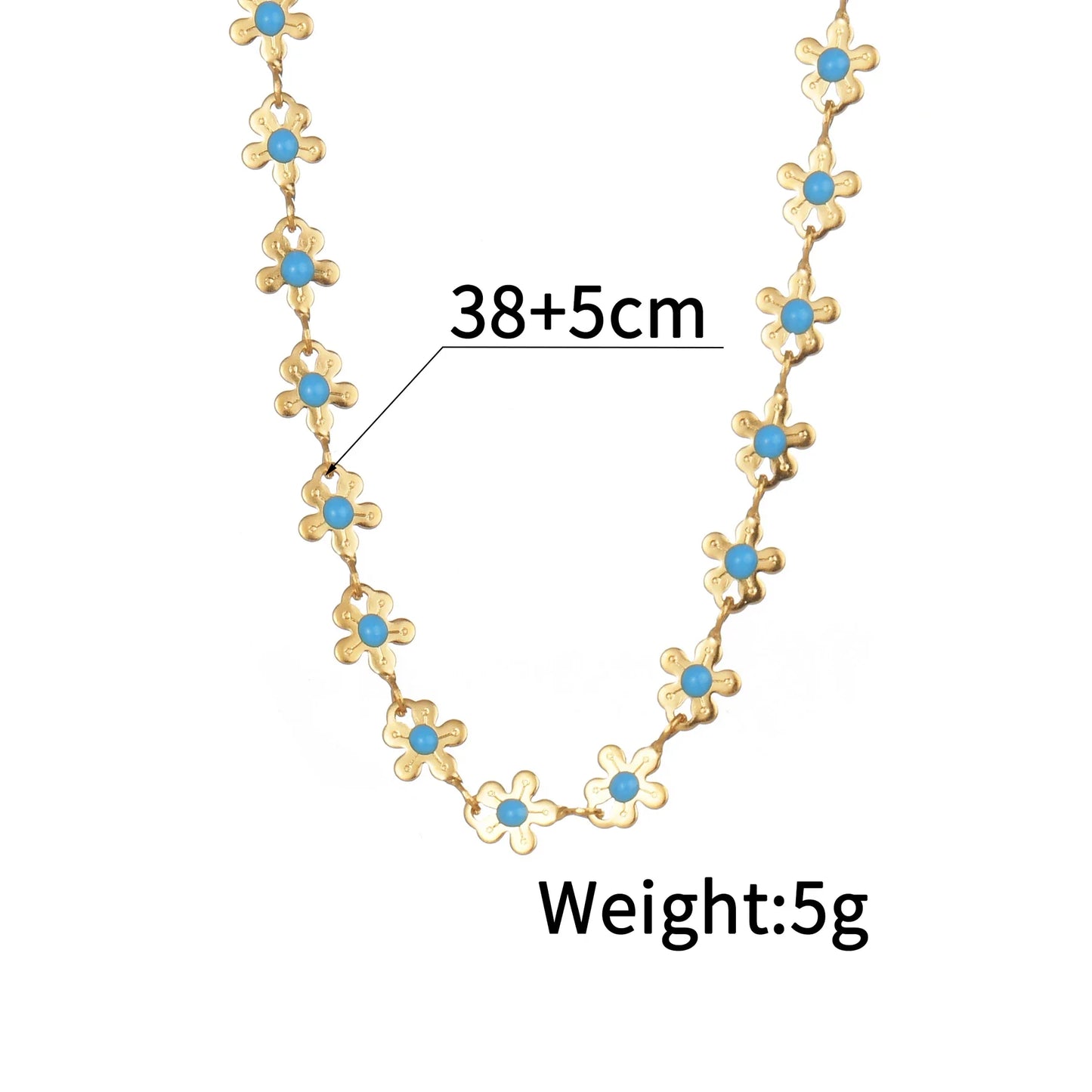 Sifisrri Set di gioielli con bracciale a catena con fiore blu olio vintage per donna, ragazza, regalo di San Valentino alla moda in acciaio inossidabile
